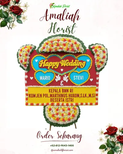 Karangan Papan Bunga Pernikahan di Kwarakan